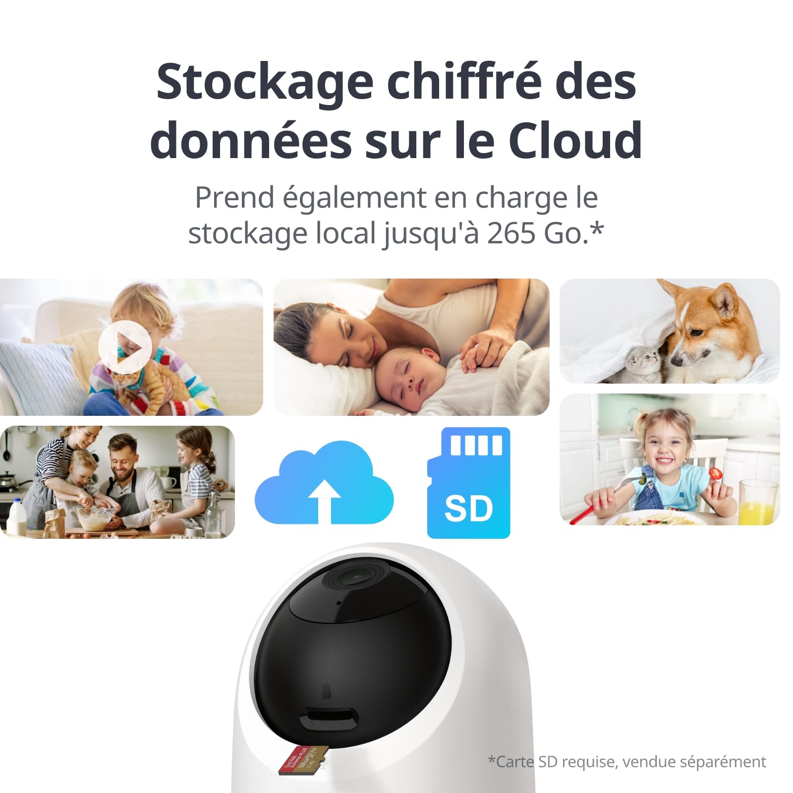 SwitchBot Caméra de sécurité pour la maison 5 MP - Pan/Tilt Kam 3K Super HD - Wi-Fi 2,4 GHz - Pour moniteur de bébé/animal - Suivi des mouvements à 360° - Mode privé - Vision des couleurs - Alexa