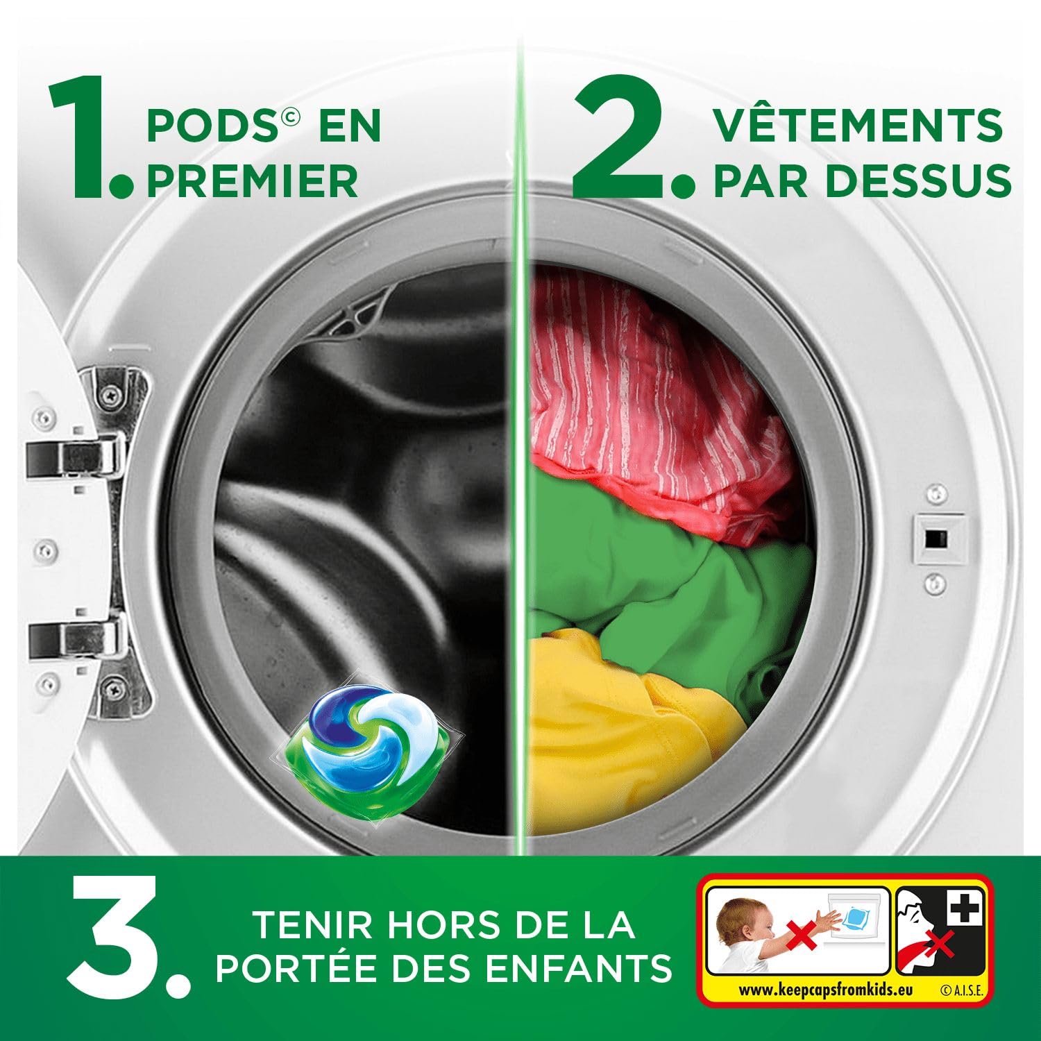 Ariel PODS 4en1, Lessive En Capsule, 88 Lavages (2x44), Original, Élimination Impeccable Des Tâches, Efficace Même A Froid Et En Cycle Court