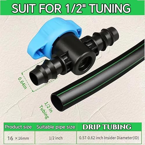 Miniatura 3 de Paquete de 6 válvulas de púas para riego por goteo de 12 pulgada, piezas de línea de goteo, válvula de cierre de 12 pulgada para tubos de riego por