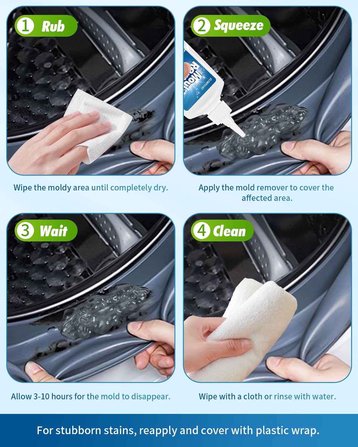 Mould Remover Gel, Large Capacity 150ML Black Mould & Mildew Remover, Deep Cleaner for Washing Machine, Bathroom, Kitchen Sink, Tile & Grout — view 6