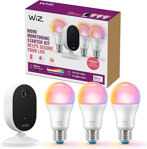 WiZ Home Monitoring Starterkit - incl. WiZ Camera en 3 Slimme LED lampen - Koppel met je slimme WiZ verlichting - Wi-Fi