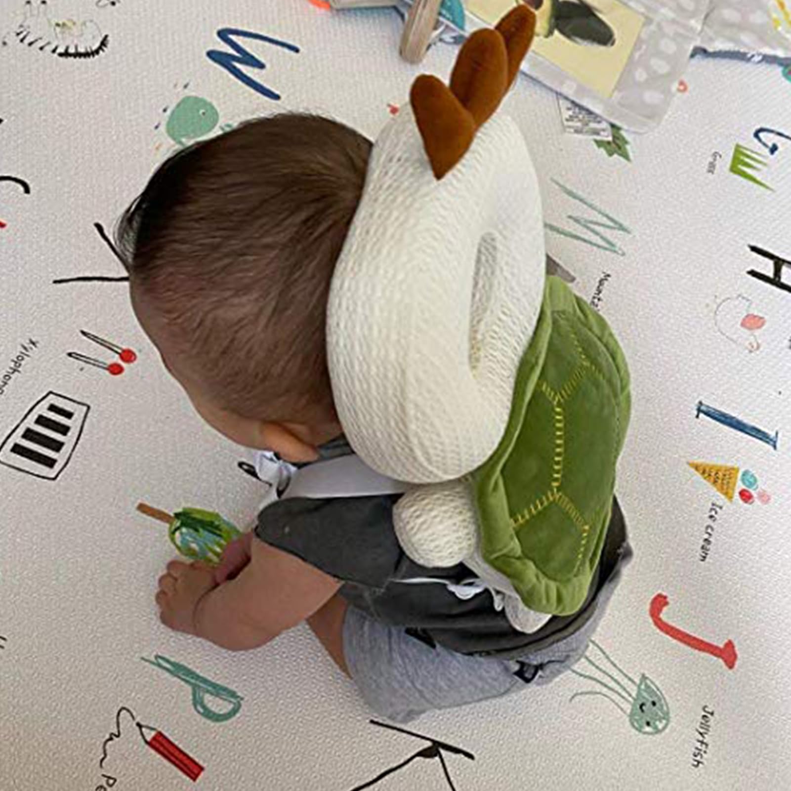 Bebamour Baby Protection de la tête Oreiller de Soutien pour la tête du bébé Doux et Respirant Oreillers Anti-Chute pour bébé (Green Turtle)