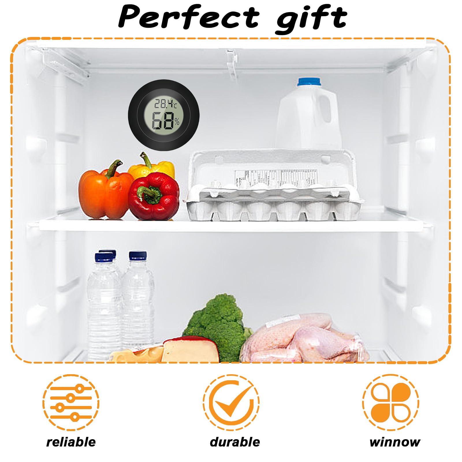 6x Termometro Digitale Igrometro - Misuratore Temperatura E Umidità Per Interni, Frigorifero, Serra - Nero - Foto 10