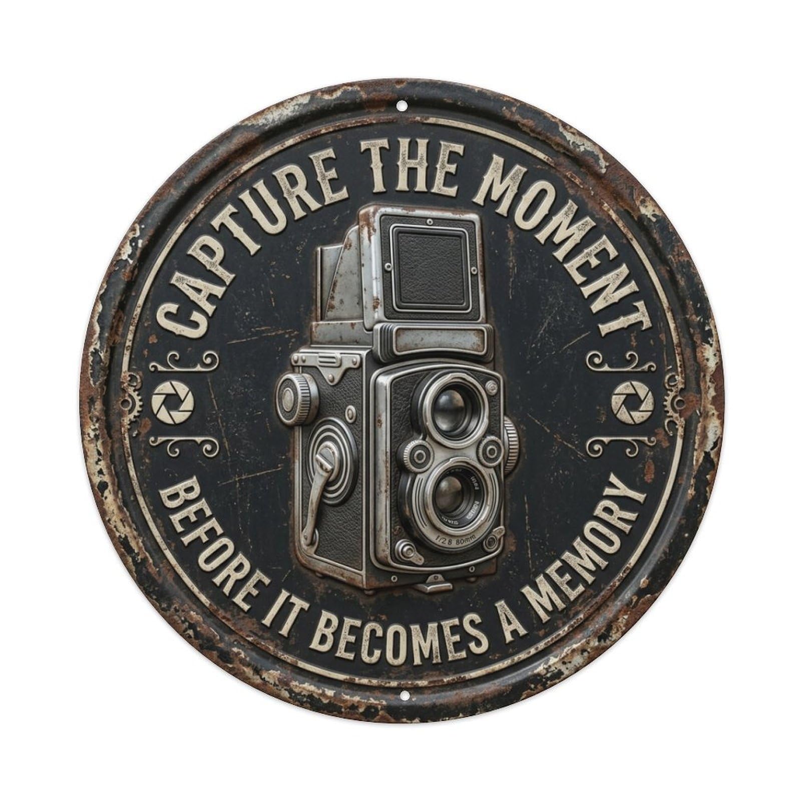 Twin Lens Reflex Camera Office Vintage Metal Tin Sign Plaque Wall Decor for Cafe, Club Bar, Office, Garden Metal Poster 8x8Inch