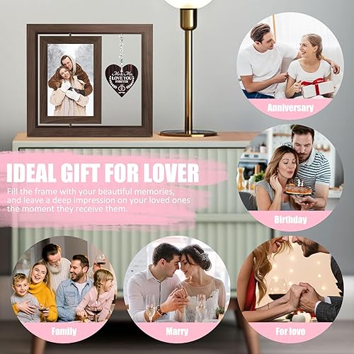 Miniatura 7 de HNRLOY Marco de fotos flotante giratorio para Sr. y Sra. Marco de fotos personalizado para ideas de regalo de boda para parejas, compromiso, recién