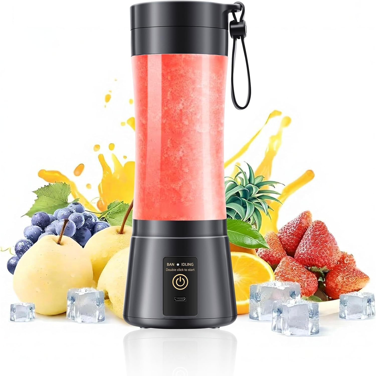 Single Handheld Fresh Juice Blender - Smoothie Maker with 375ML Travel Cup