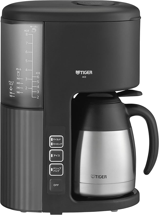 Amazon タイガー魔法瓶(TIGER) コーヒーメーカー 8杯用 真空 ステンレス サーバー アイス機能付き カフェブラック ACE