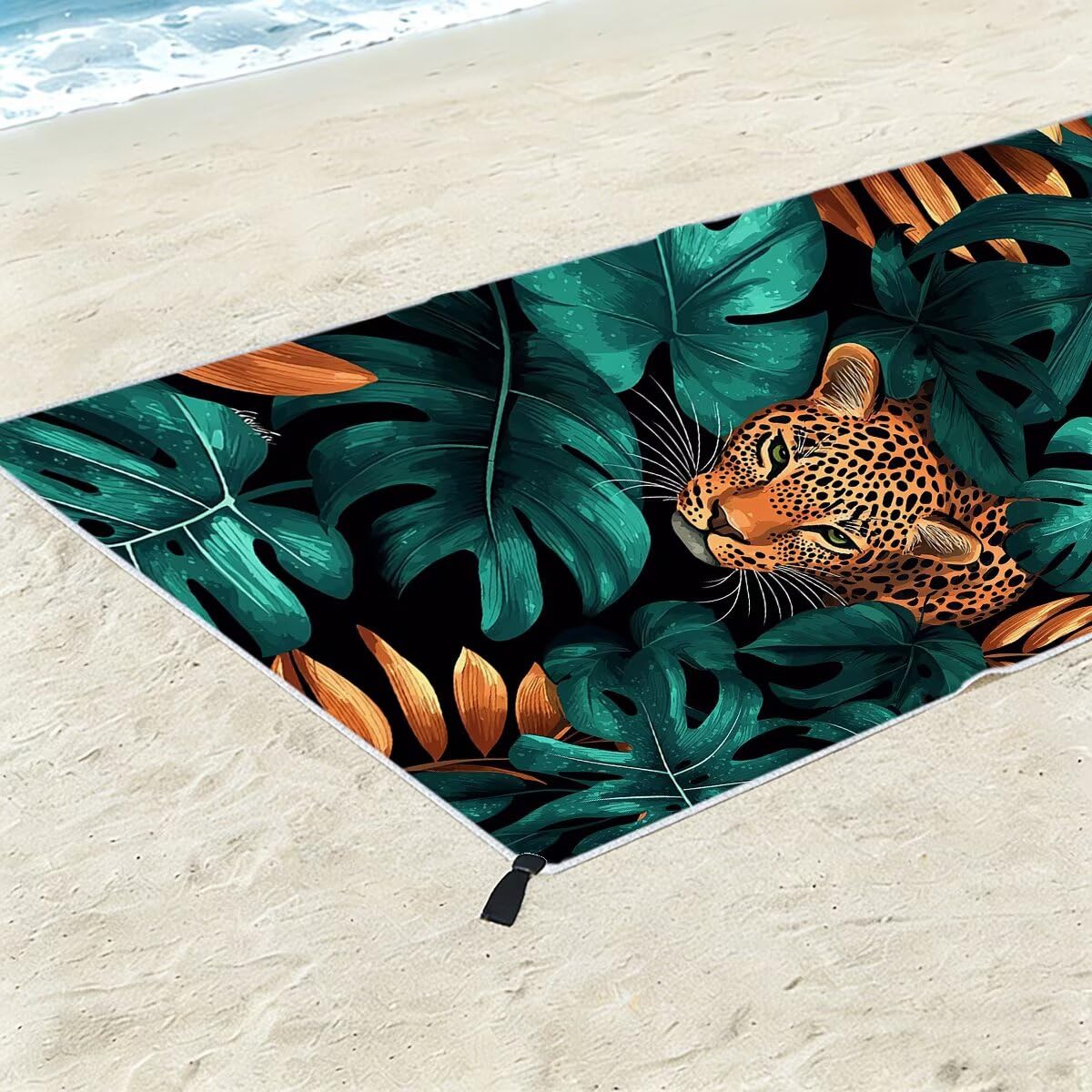 Telo Mare Microfibra, Telo Mare Grande 100x220cm 2 Pezzi, Asciugamano Palestra Donna Asciugatura Rapida, Antisabbia Asciugamano Microfibra, Leggero Asciugamani Palestra per Regalo (Leopardo) -4286