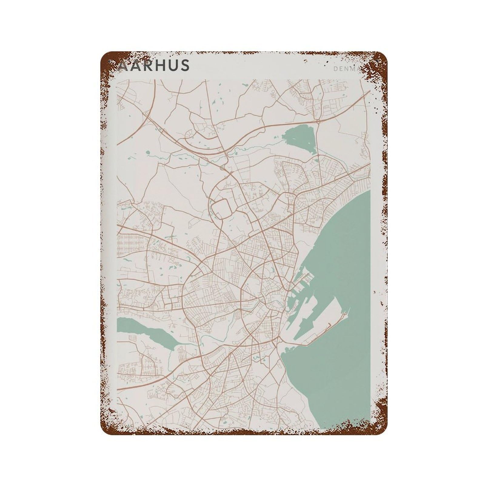 xiaoxiaoshen Aarhus Map Denmark Travel Gift Farmhouse Decor (2) Wall Decor Art Metal Tin Poster Modern Home Decor Art Home Bar Shop Decorations Vintage Sign 40x30cm