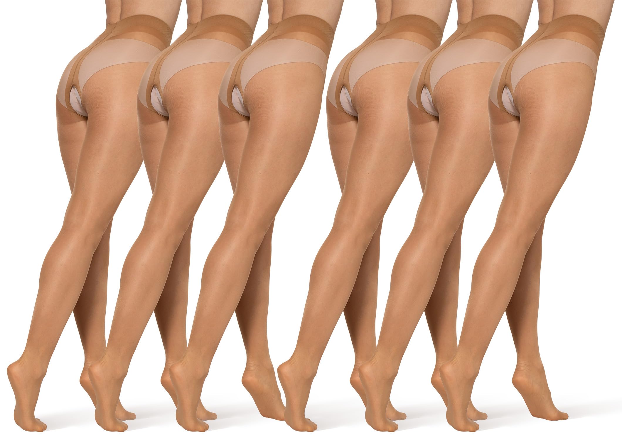 BANANALU 20 Den Ouvert Strumpfhose mit offenem Schritt Intimo 20 Light Bronze - 6er Set M