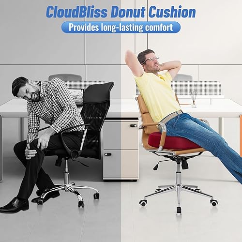 Miniatura 44 de CloudBliss Cojín de asiento con forma de dona para aliviar el dolor del coxis y hemorroides, cojín de espuma viscoelástica para embarazo posparto