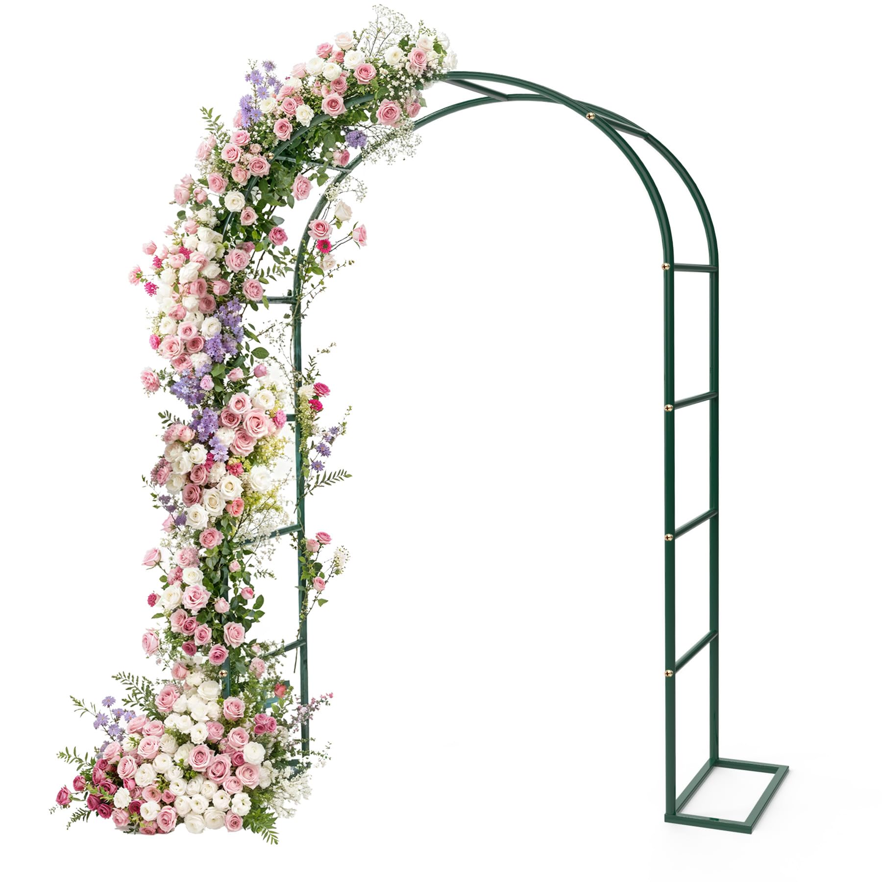 Arco per rose, arco da giardino in metallo con base, 140 x 240 cm, decorazione con piante, fiori, palloncino per compleanni, matrimoni, serate romantiche, verde