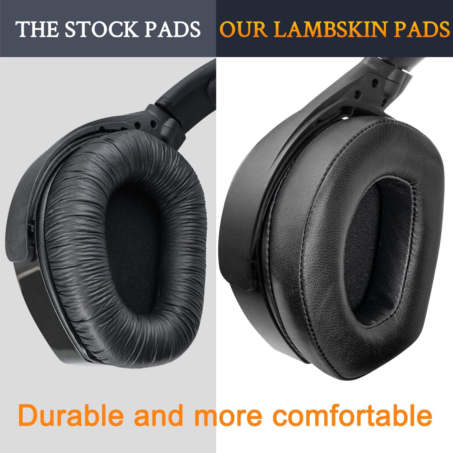 SOULWIT Lambskin Earpads Replacement for Sennheiser RS165/TR165/RS175/TR175/RS185/TR185/RS195/TR195(RS/TR 165 175 185 195 RF), Ear Pads Cushions for HDR165/175/185/195(HDR 195RF) - Black