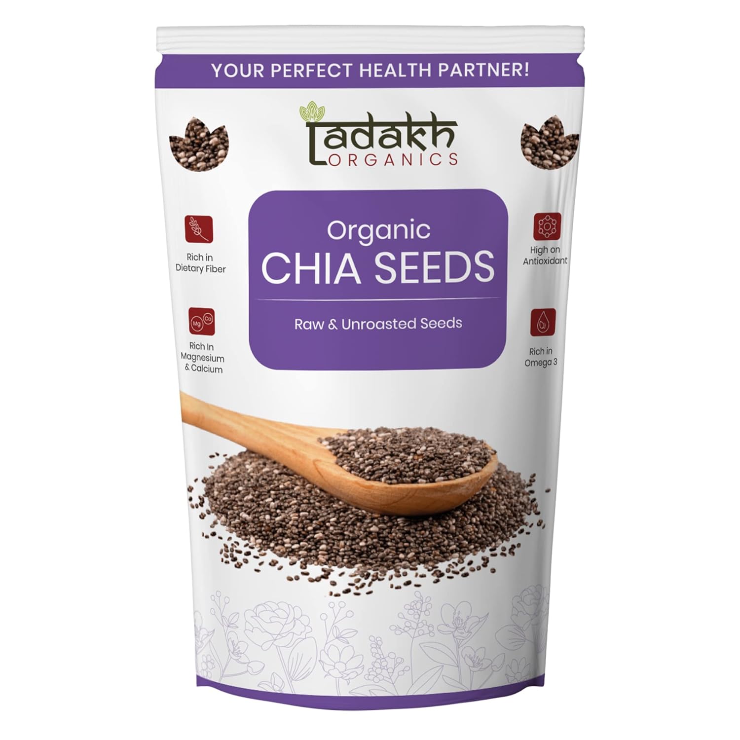 Ladakh Organics Raw Unroasted Chia Seeds with Omega3, Good Source of