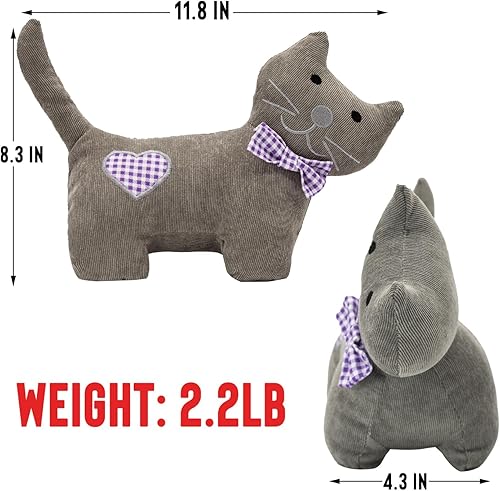 Vista 41 de Lindo tope de puerta decorativo para el hogar y la oficina, topes de puerta de piso, protectores de pared pesados de tela con peso animal, gato café