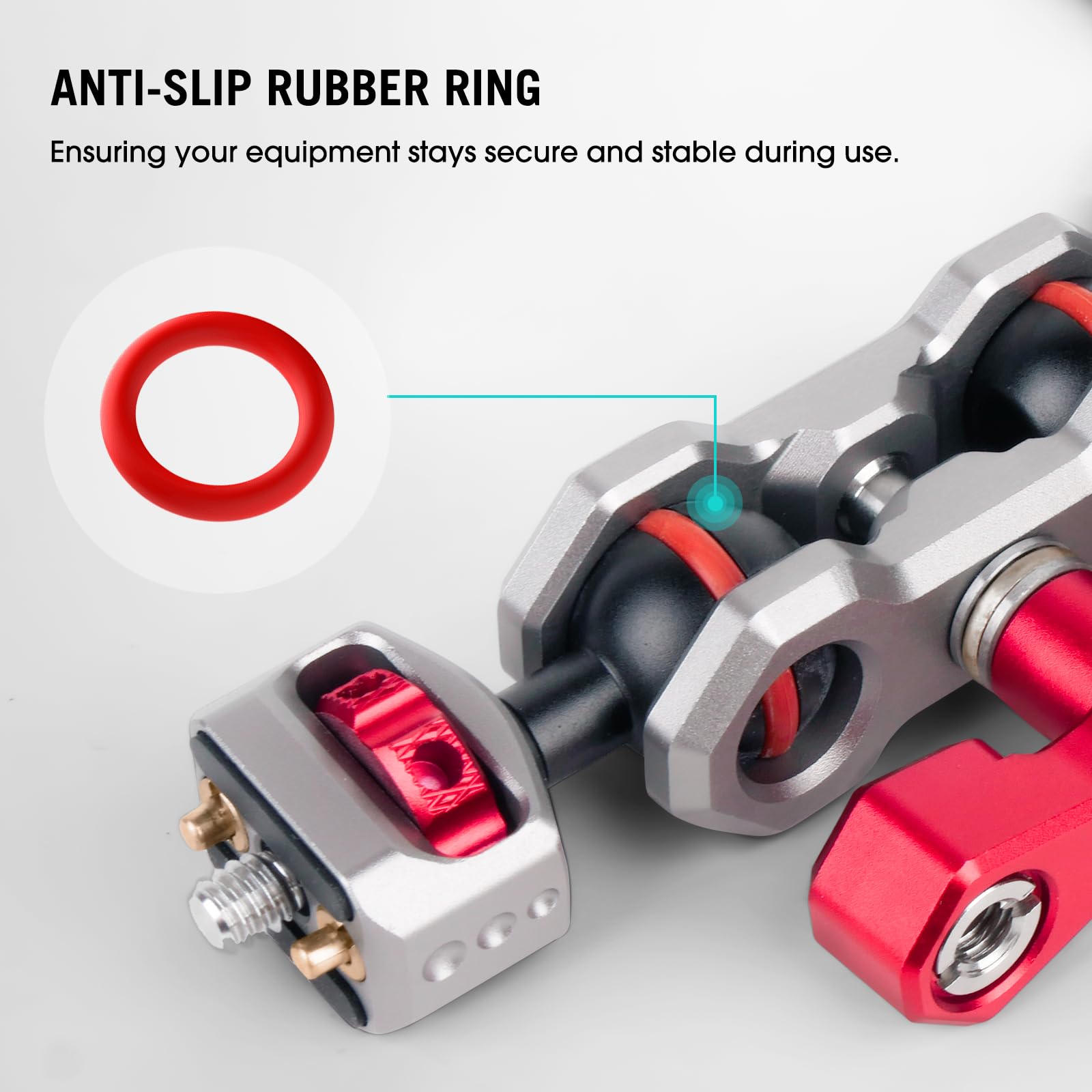 Came-TV - Braccio magico per action camera con doppia testa a sfera a 360° e perni antiscivolo, braccio articolato flessibile in alluminio compatibile con Go Pro, supporto per moto, bici, finestrino