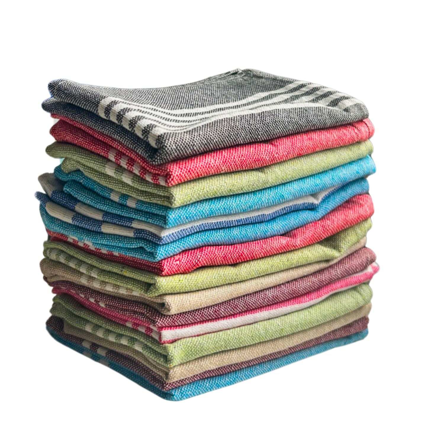 Värde® 15 Pcs Dishcloths | 12x16 Inches | Bulk Cotton Kitchen Cleaning Dish Cloths | Scrubbing Wash Cloth Sets | Multipurpose Cloth | 100% Cotton. (Multicolor, Set of 15)