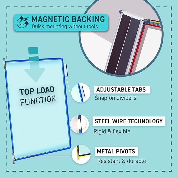 Tarifold Magnetic Wall Mount Reference System, 10 Pockets, Assorted Colors