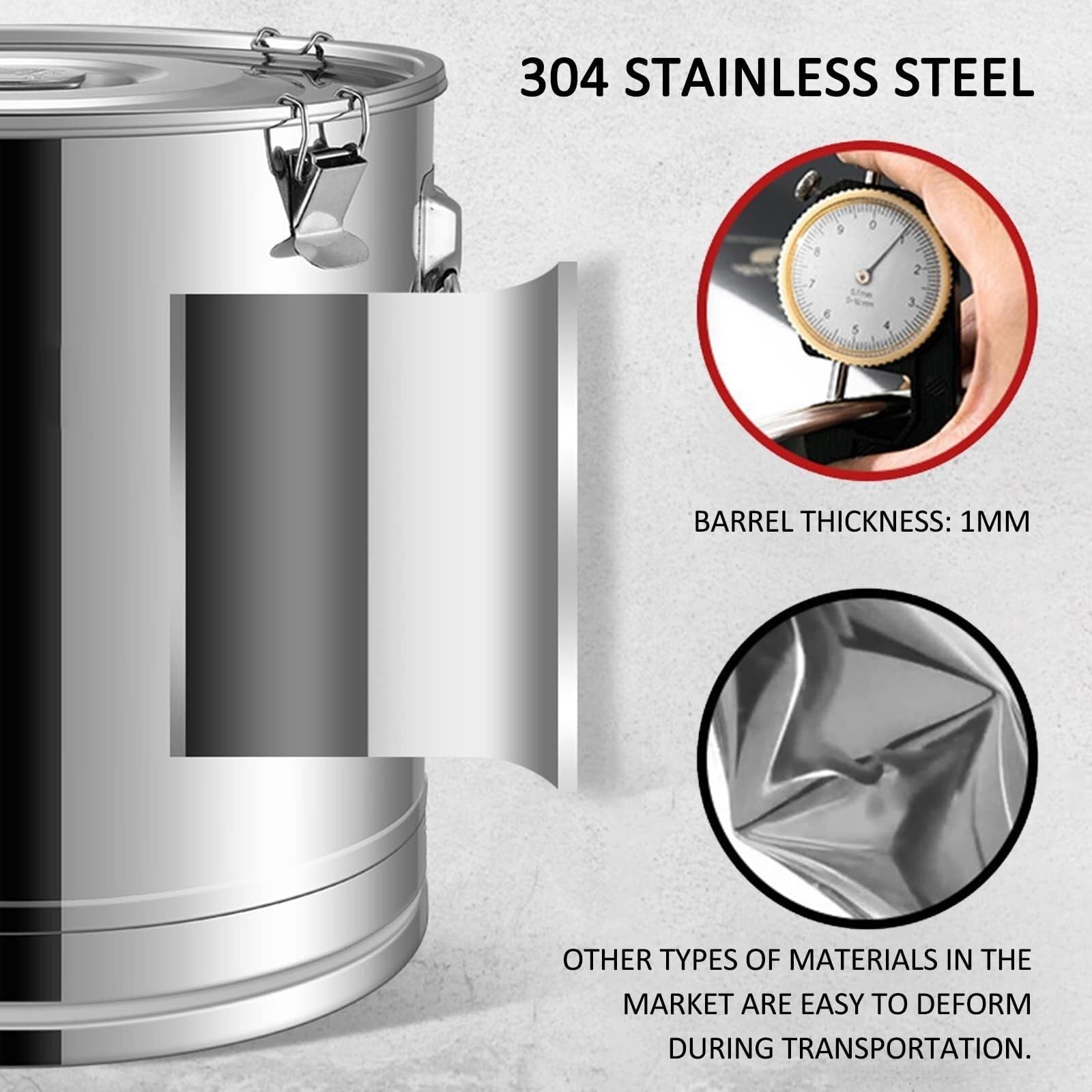 Bidon Alimentaire pour Vin Bidon De Lait pour Le Stockage De Liquides Et De Solides Transport De Bidons De Stockage Hermétiques en Acier Inoxydable 304 Seau à Lait Récipient(75L)