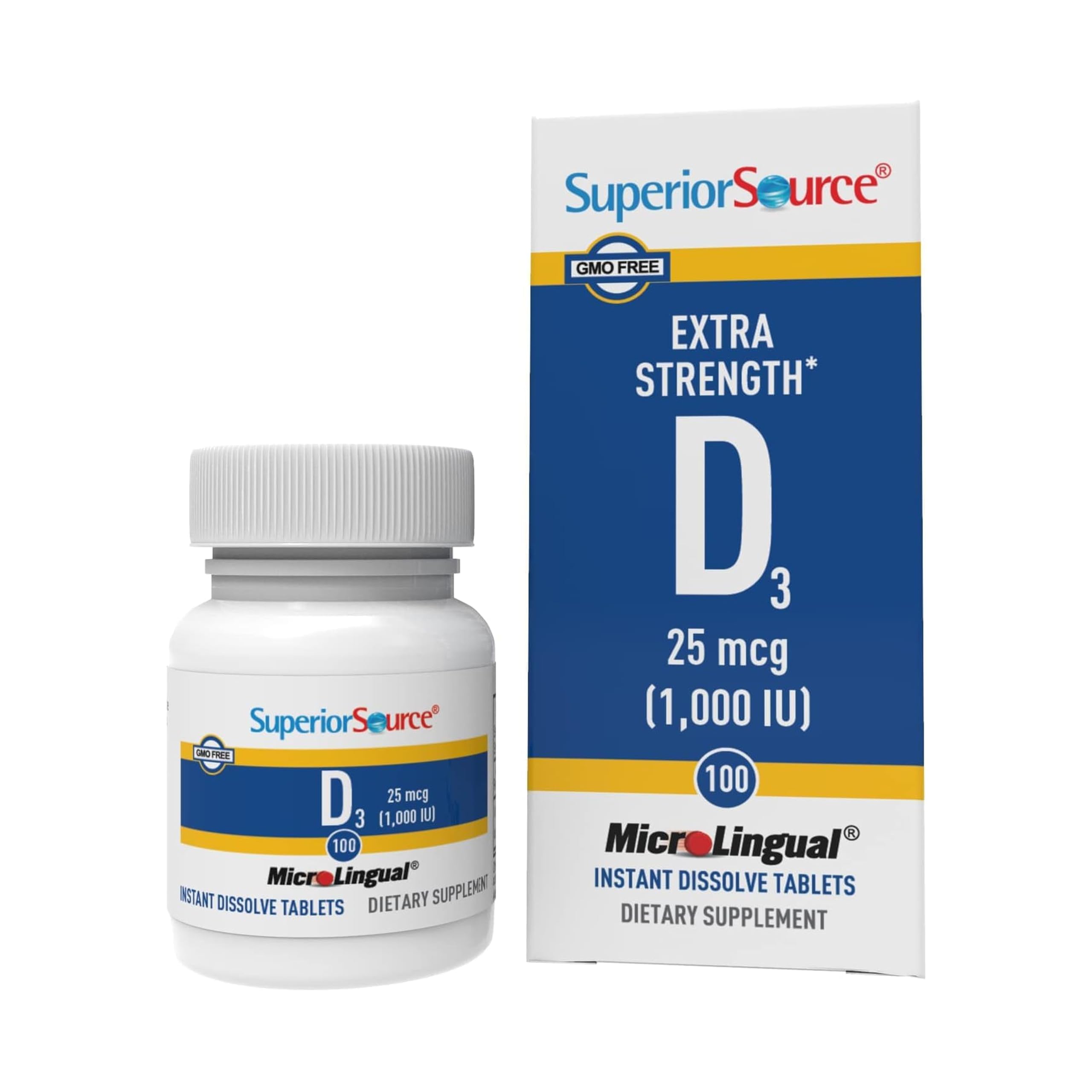Superior Source Vitamin D3 1000 IU - Offers Immune System, Brain & Nervous System Support - Aids Calcium Absorption for Teeth & Bone Health - Bariatric Friendly - 100 Sublingual Dissolving Tablets