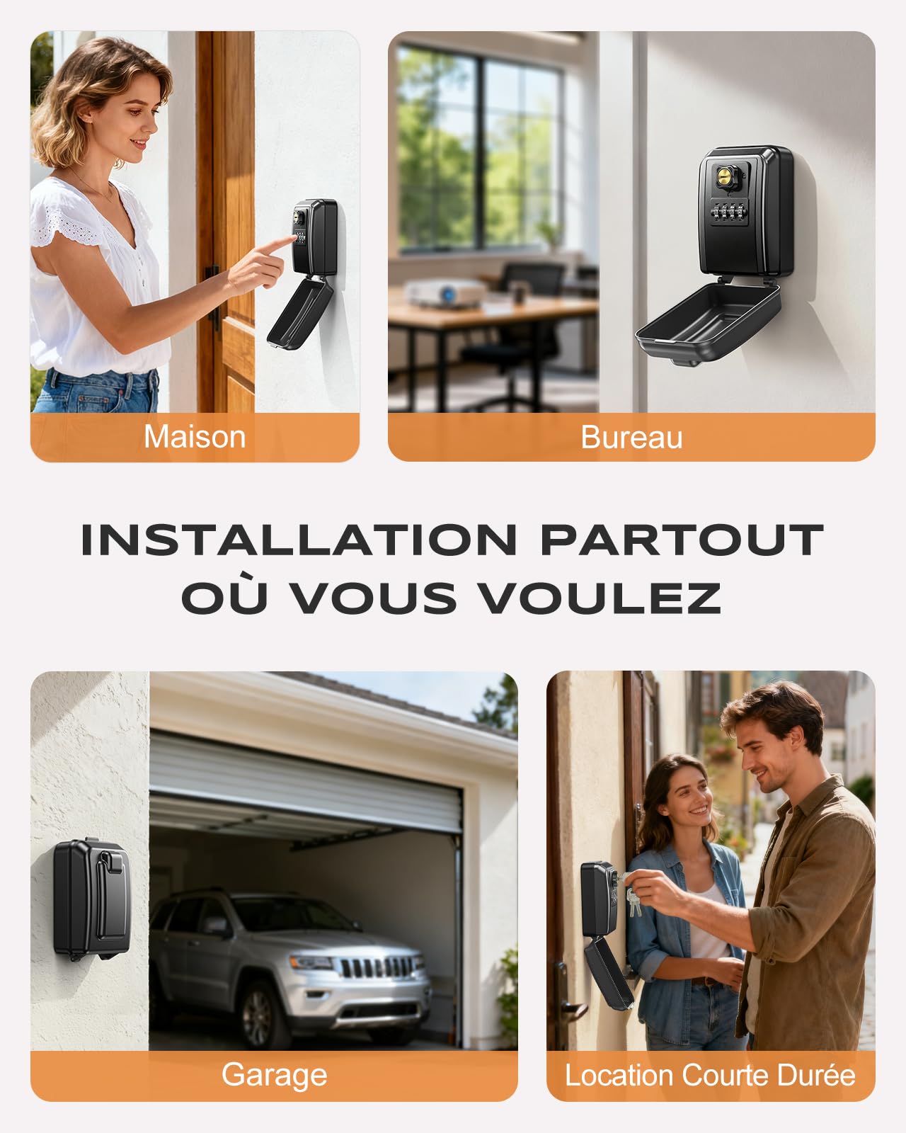 Mohard Boite a Clef Murale Sécurisée avec [Clé de Secours Réinitialisable], Grande Boite à Clé à 4 Combinaison Chiffres, Boîtier Clefs Extérieur, Coffre Fort a Cles Imperméable pour Maison Garage