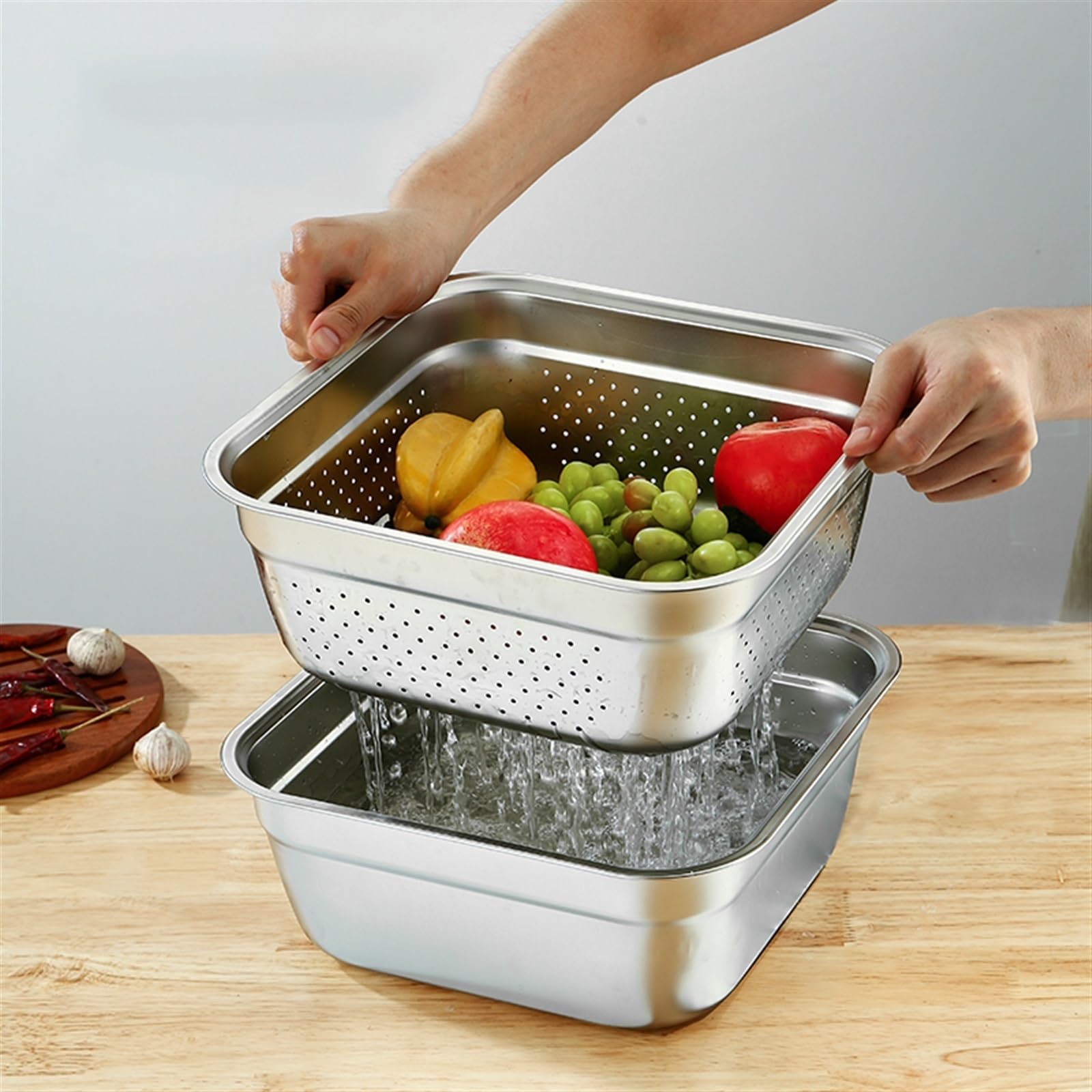 Set Scolapasta 2 In 1 Con Ciotola - Ideale Per Lavare E Scolare Frutta E Verdura (Grande) - Foto 10