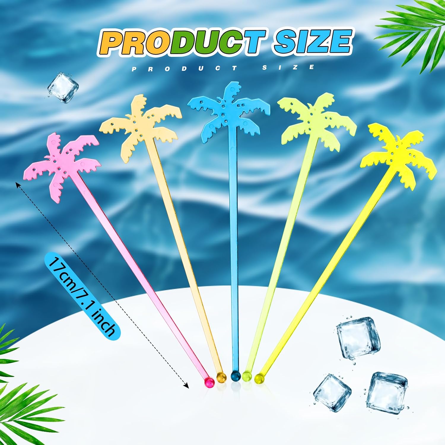Reallnaive 100 Pcs Swizzle Stick Cocktail Drinks Stirrers,Coconut Trees