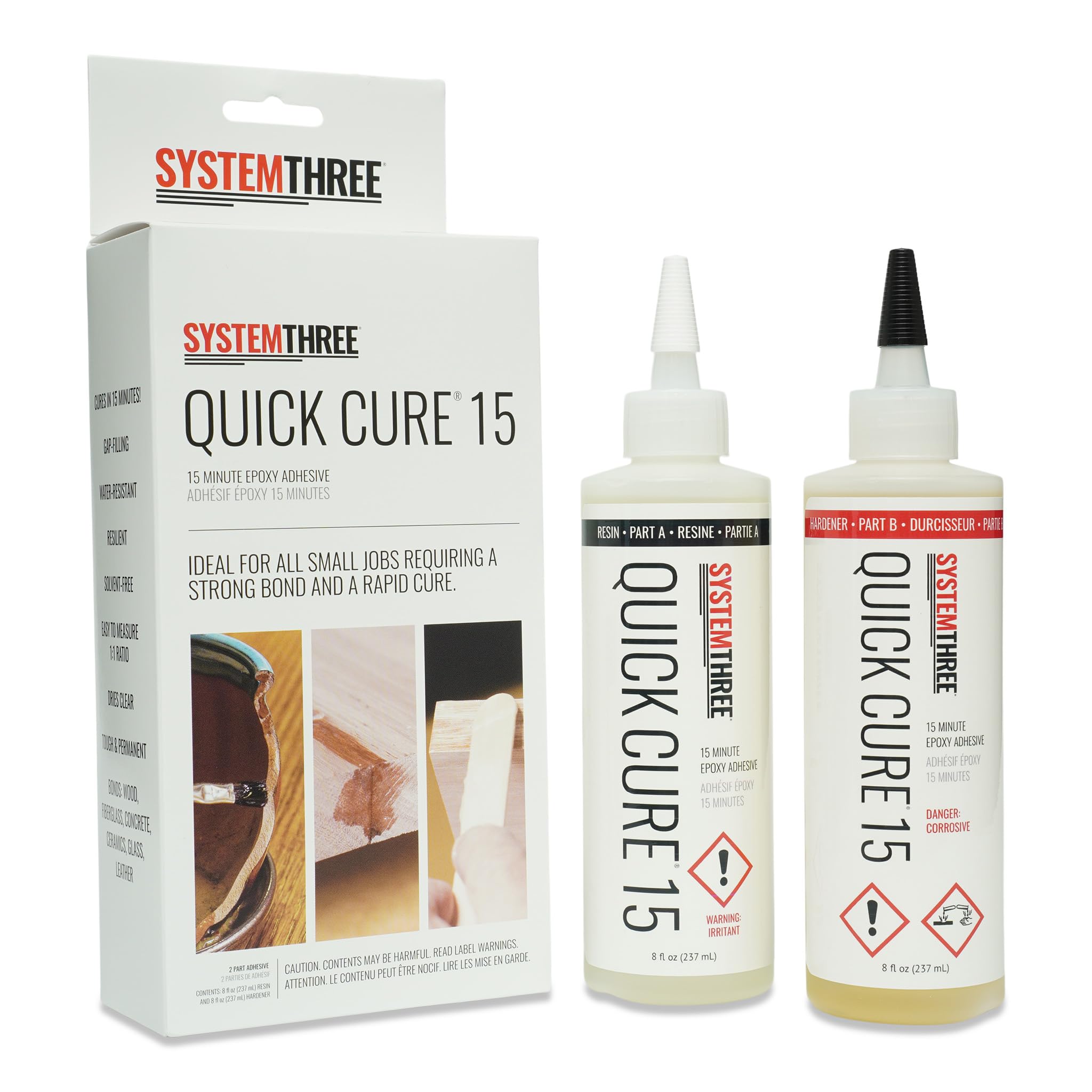 System Three Quick Cure 15 Epoxy Adhesive, 1 Pt Bottle Kit, Amber