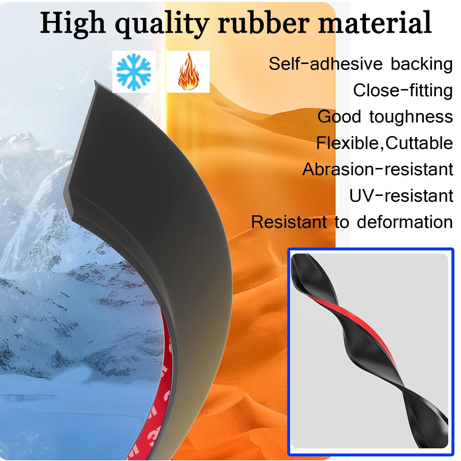 Barra Impermeable For Ventanas, Autoadhesiva, Negro Barrera De Agua For Alféizar Exterior, Cinta De Sellado De Caucho Duradero Para Protección Contra Fugas De Lluvia, Sin Deformación(W4.5 x L500cm)