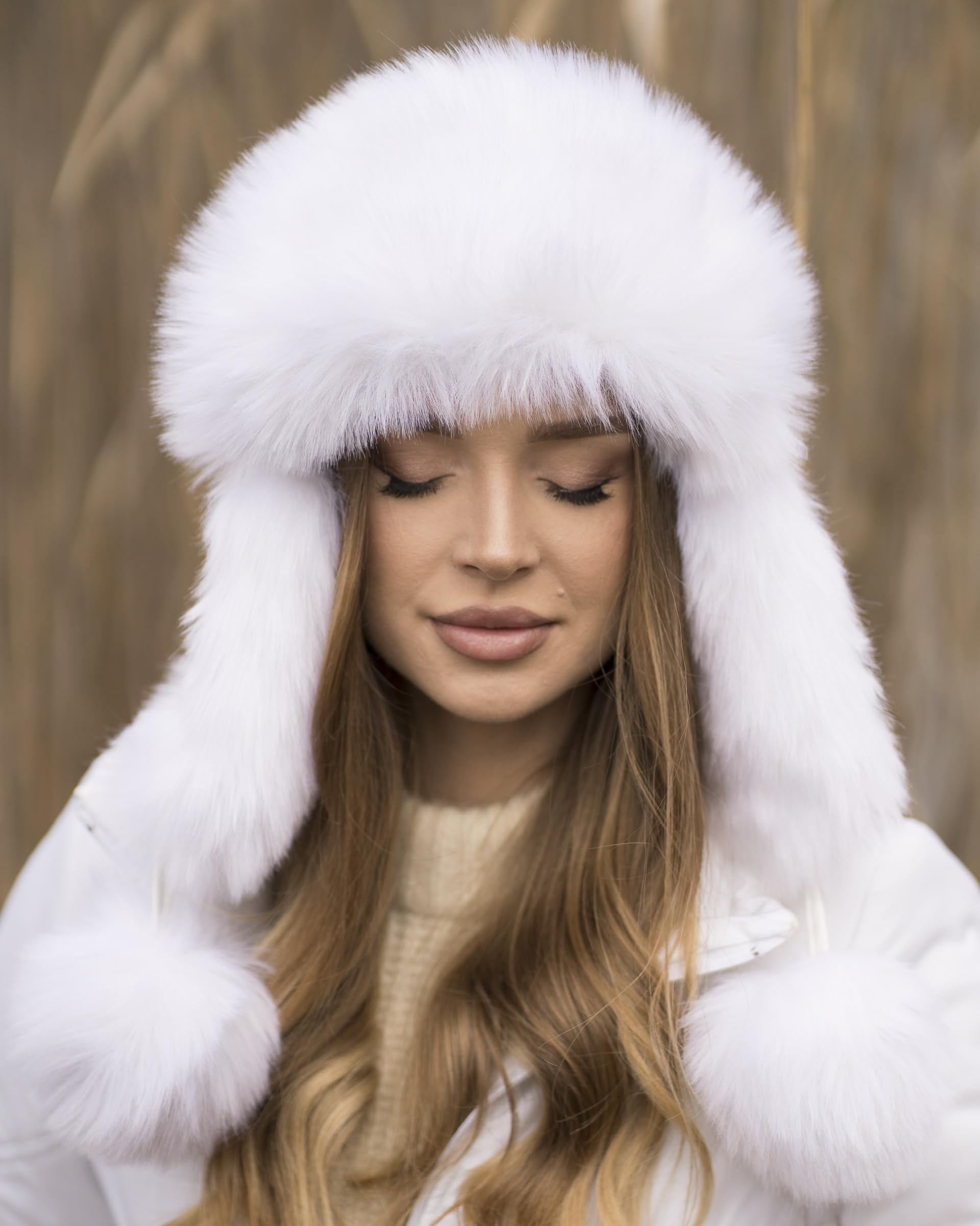 Futrzane Sombrero de Bombardero - Gorro con Cuero y Piel Sintetica para Mujer