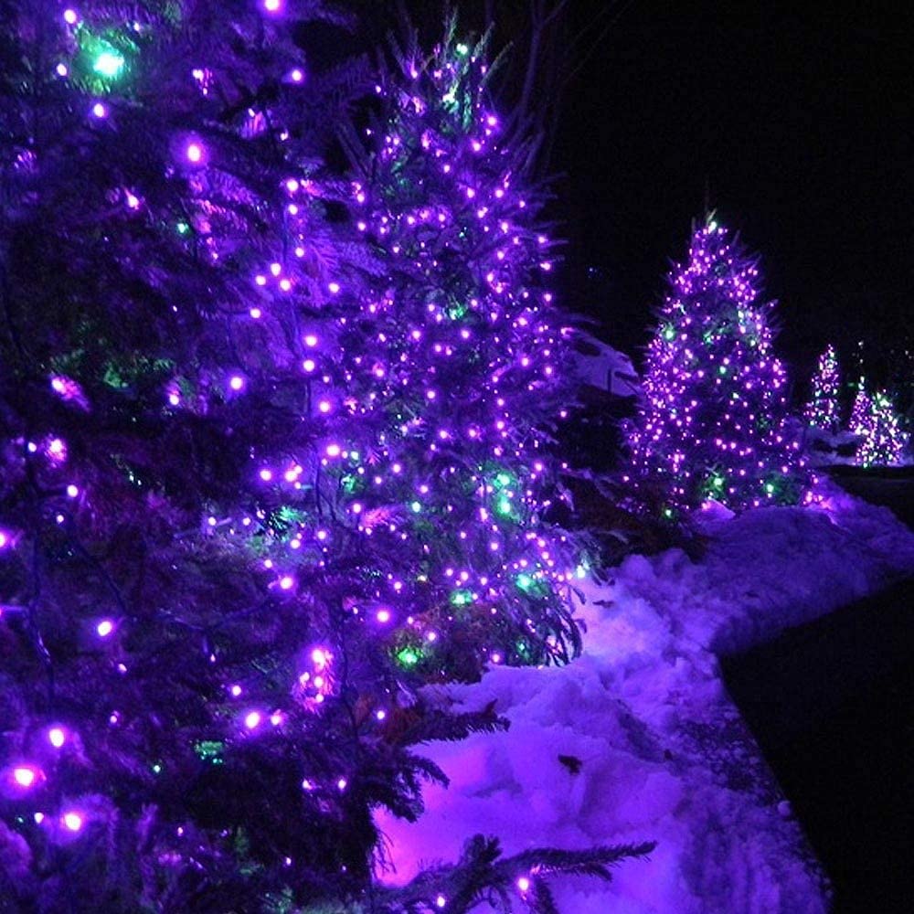 Lampy solarne na zewnątrz do ogrodu, 20 m, 200 diod LED, solarne łańcuchy świetlne na zewnątrz z 8 trybami wodoodporne światła bożonarodzeniowe na taras ogrodzenie przyjęcie (fioletowe)