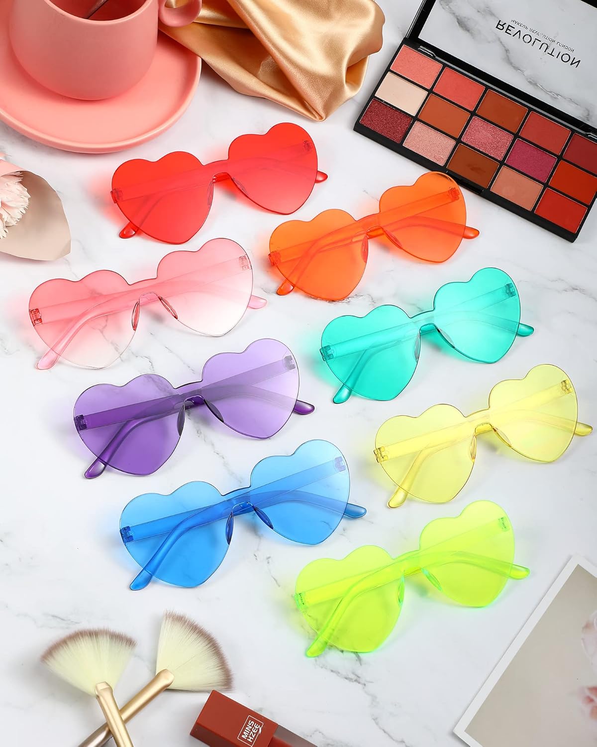 Konohan 54 Pairs Heart Glasses Bulk Valentine Colored Rimless Heart Shaped Frameless Transparent Candy Multicolored Sunglasses for Women Party Eyewear - Image 6