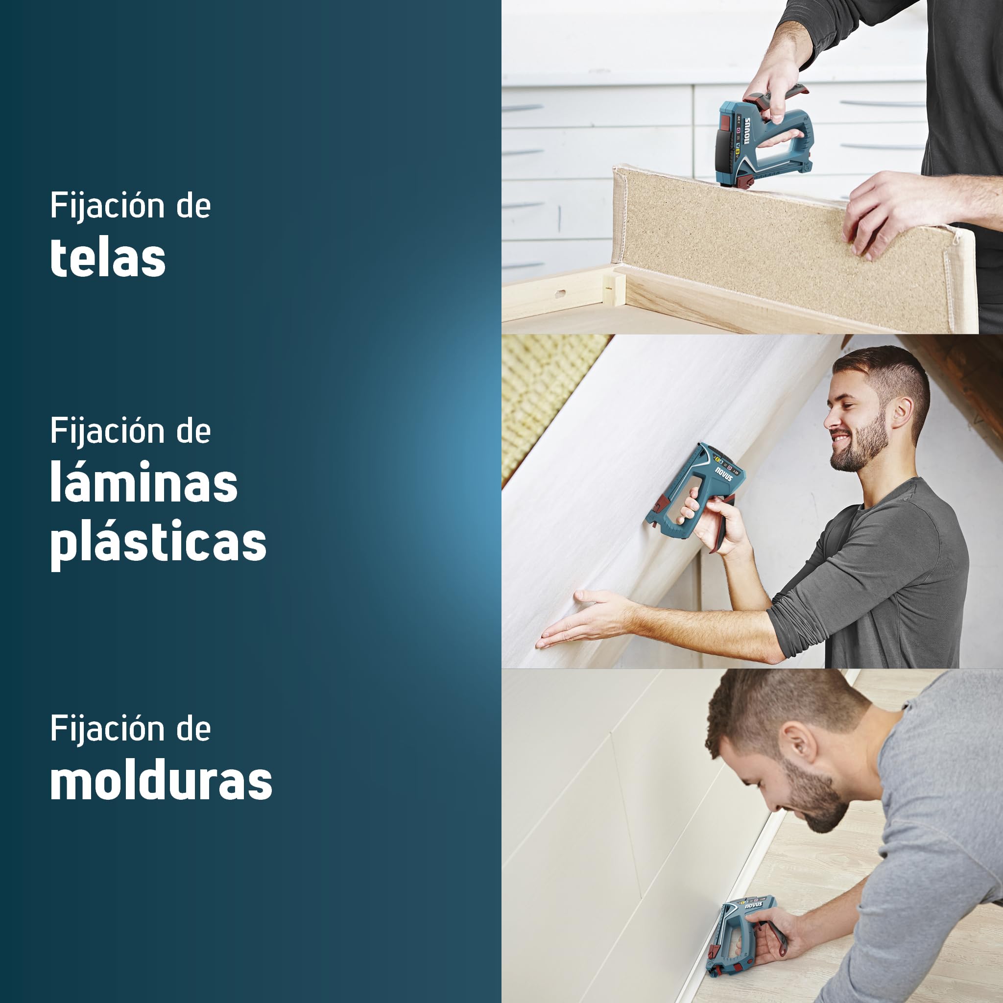 NOVUS TOOLS Juego de grapadora manual J-29 con 1800 grapas, grapadora universal profesional para madera con carcasa de metal y mango suave, para grapas de alambre fino y alambre plano de 6-14 mm