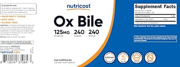 Nutricost Ox Bile Capsules 125mg, 240 Premium Capsules - Non-GMO, Soy Free, Gluten Free