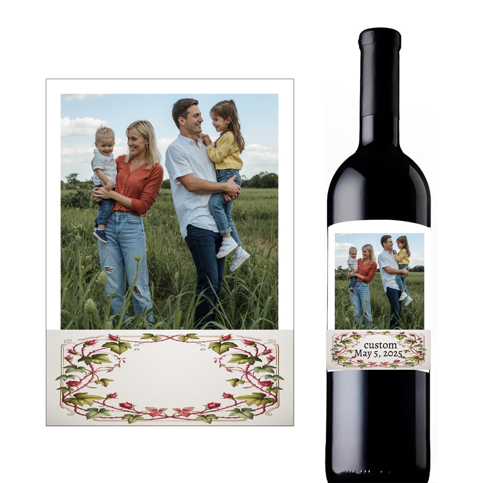 Custom Wine Bottle Labels - Transparent Background Option | Seamless Bottle Blend