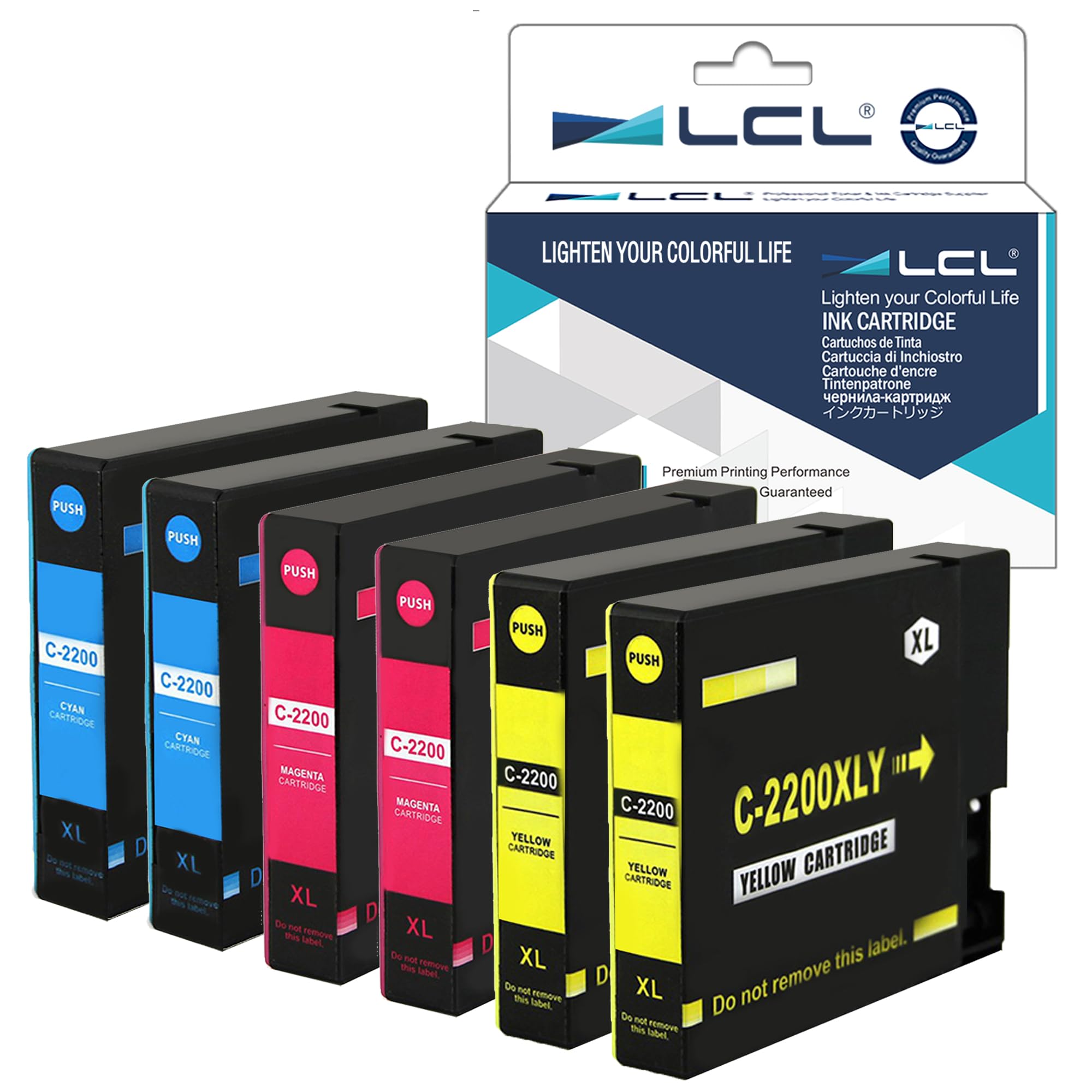 LCL Compatible Ink Cartridge Pigment Replacement for Canon PGI-2200 3color PGI-2200XL PGI-2200XLC PGI-2200XLM PGI-2200XLY High Yield Maxify MB5020