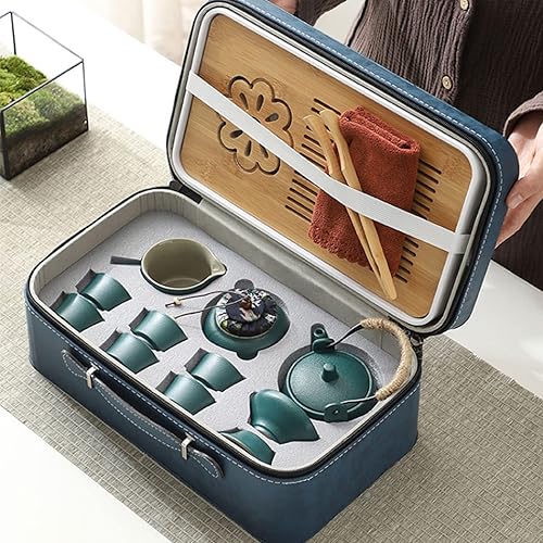 Miniatura 6 de Juego de té japonés juego de té chino Gongfu con tetera tazas de té recipiente de té bandeja de té taza Gogndao bolsa de viaje hermoso juego de té