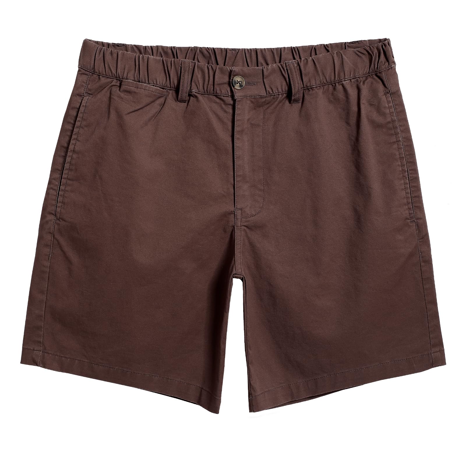 maamgic Men's Classic-fit 7" Cotton Casual Shorts Elastic Waistband with Multi-Pocket Daily Wear Walking Summer Outfit