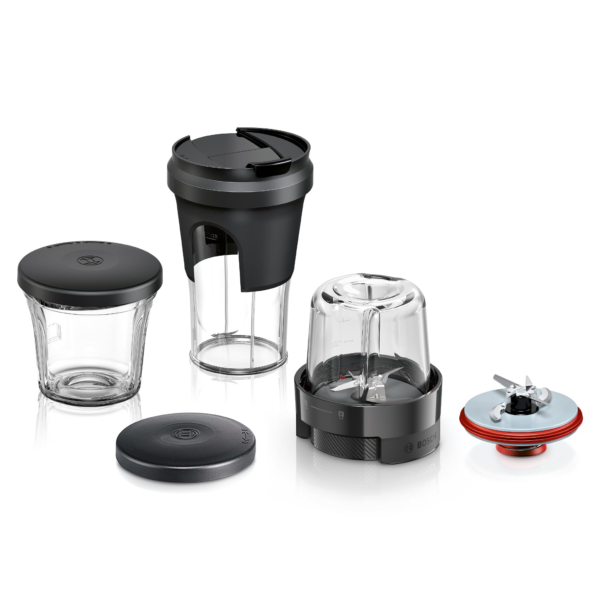 Bosch Multi-Zerkleinerer-Set MUZS68TM, 5-in-1, Mixen, Mahlen, Hacken, Aufbewahren, ToGo-Becher, Zubehör passend für Küchenmaschine Serie 6, Serie 8, OptiMUM