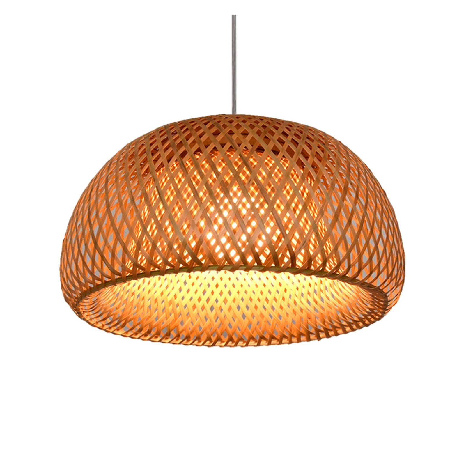 Kronleuchter, E27, modern, schlicht, Rattan-Lampe, handgefertigt, Bambus-Kronleuchter, Retro, Café, Bar, Lounge für Garten, Restaurant, Schlafzimmer (Gehäusefarbe: 38 x 20 cm, Größe: keine