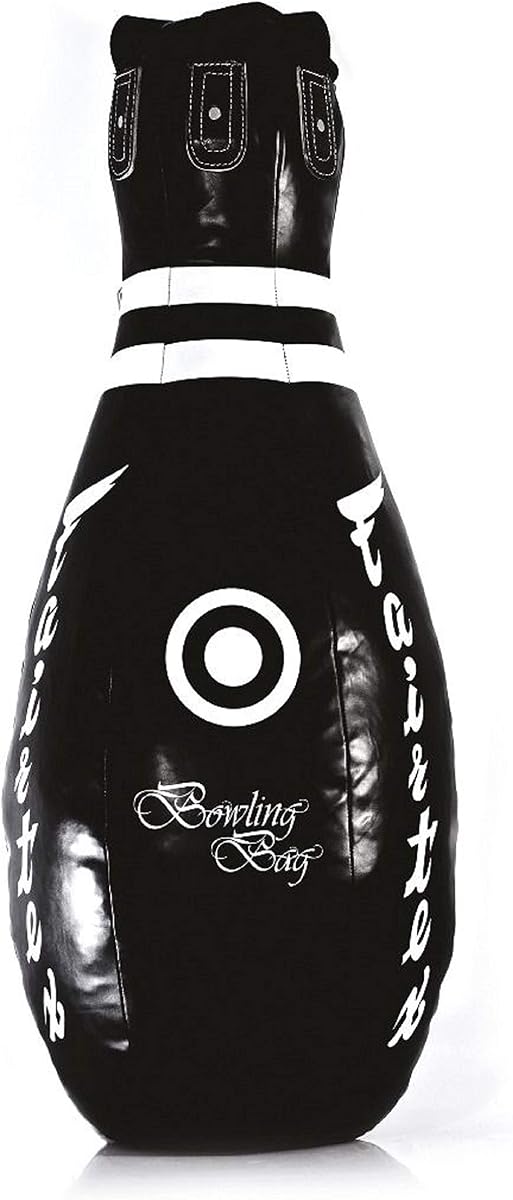 Fairtex HB10 Saco de boxeo con bolos, saco pesado para Muay Thai MMA Kickboxing | Exterior sintético resistente al desgarro con forro resistente al agua. El perfil en forma de lágrima simula el cuello del oponente para golpes de clinch.
