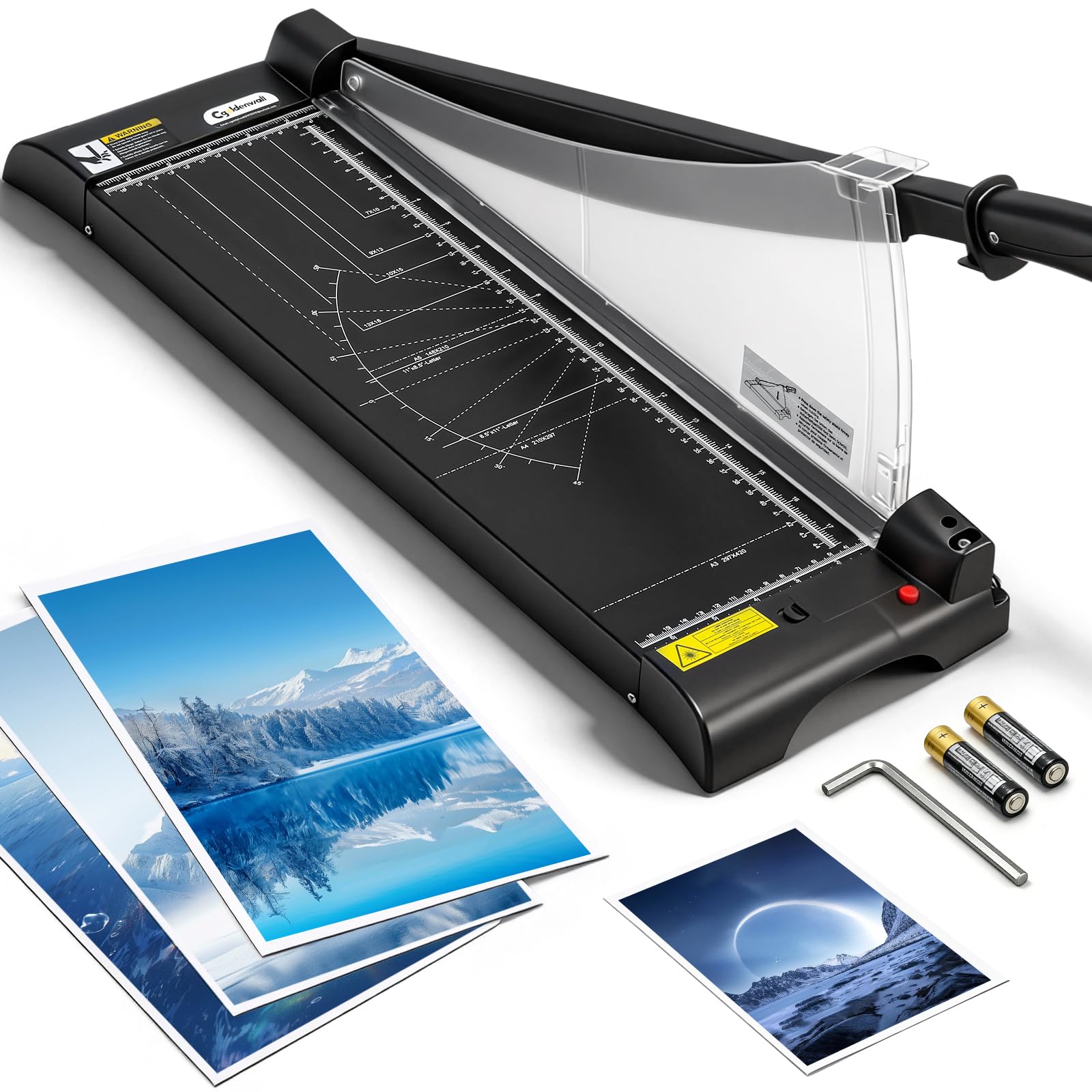 CGOLDENWALL Tagliacarte Industriale A3 con Laser di Precisione, Capacità 10 Fogli A3-A6 Taglio Pesante per Carta/Foto/Cartoncino con Protezione Sicurezza (A3)