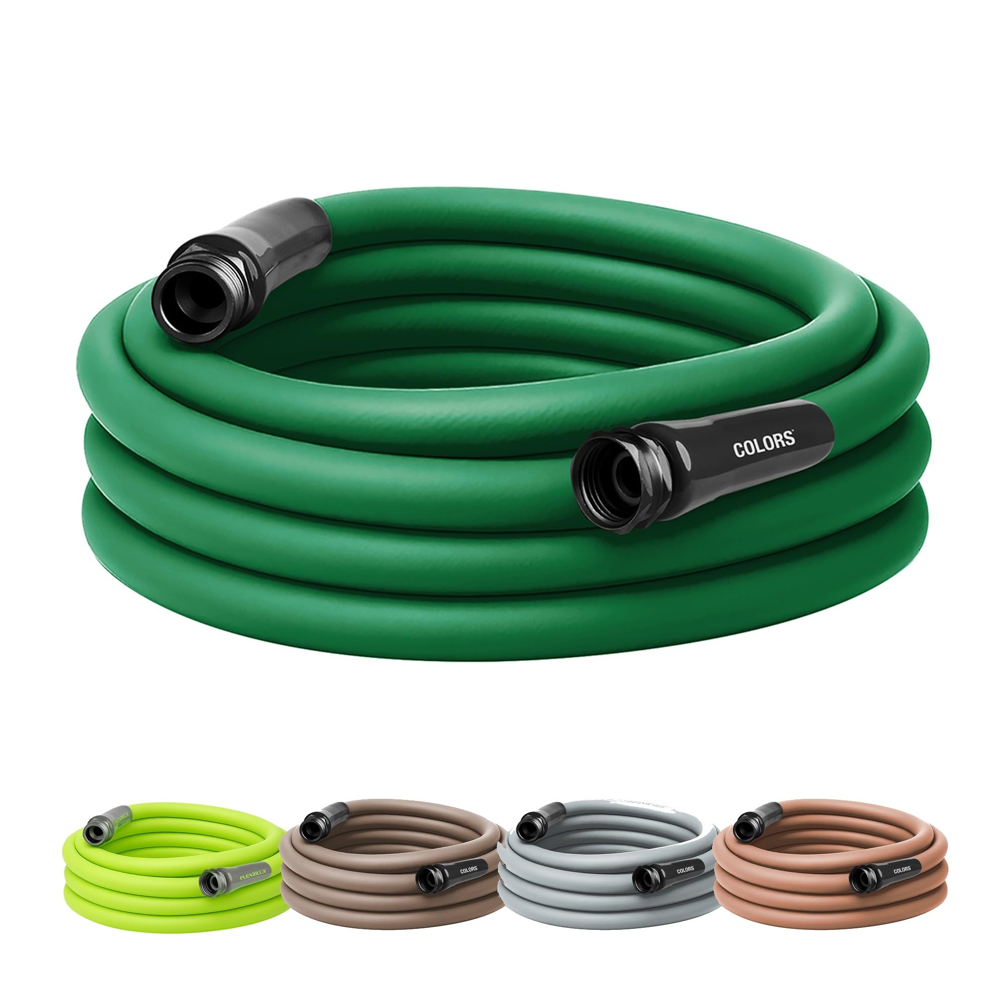 Flexzilla Colors Garden Hose 5/8 in. x 25 ft., Lightweight All-Weather Water Hose, Durable and Flexible, Leak-Free Connections, Forest Green