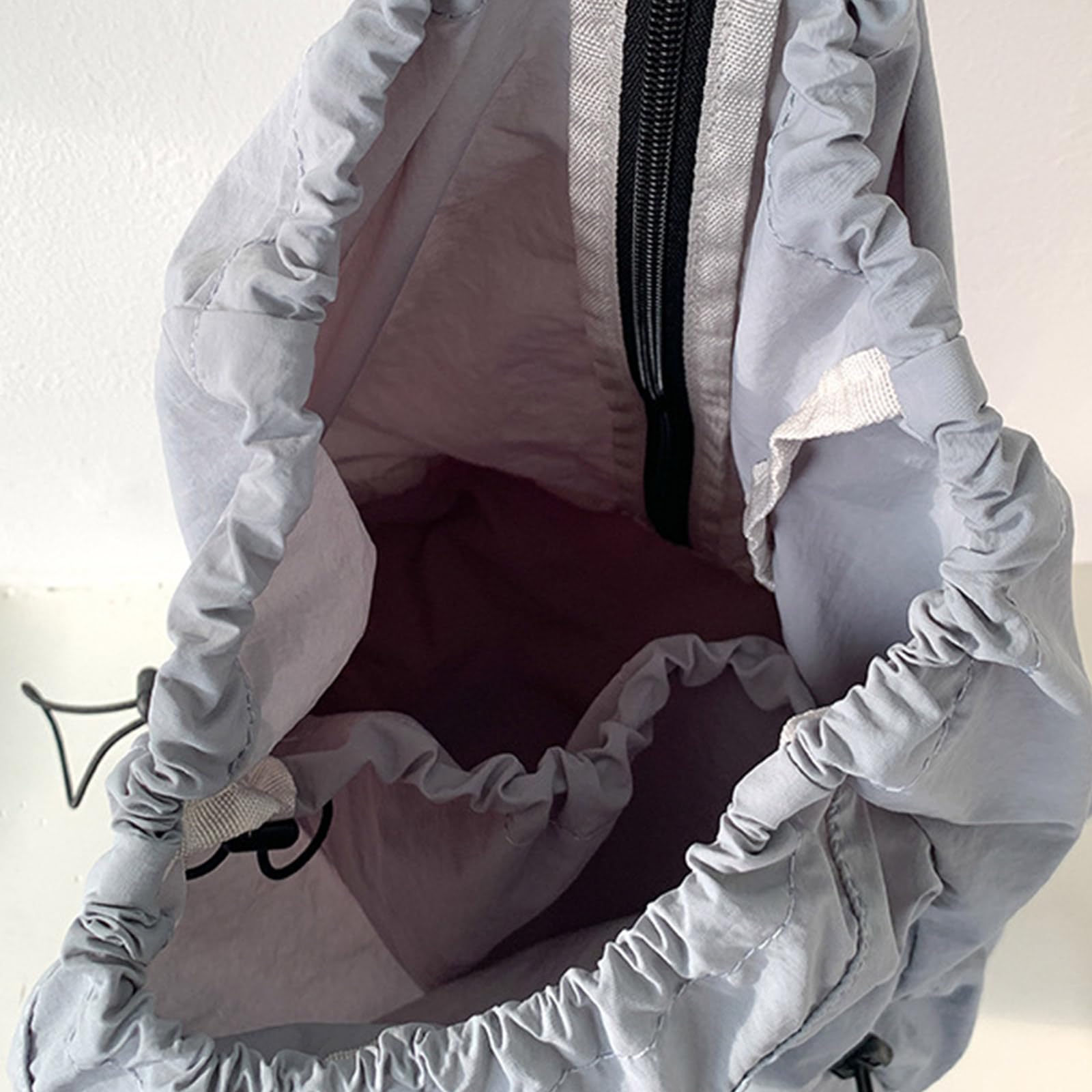 Zaino da viaggio da donna, zaino scolastico per studenti, con coulisse, grande capacità, casual, per lavoro, increspato, con coulisse, borsa da scuola di grande capacità