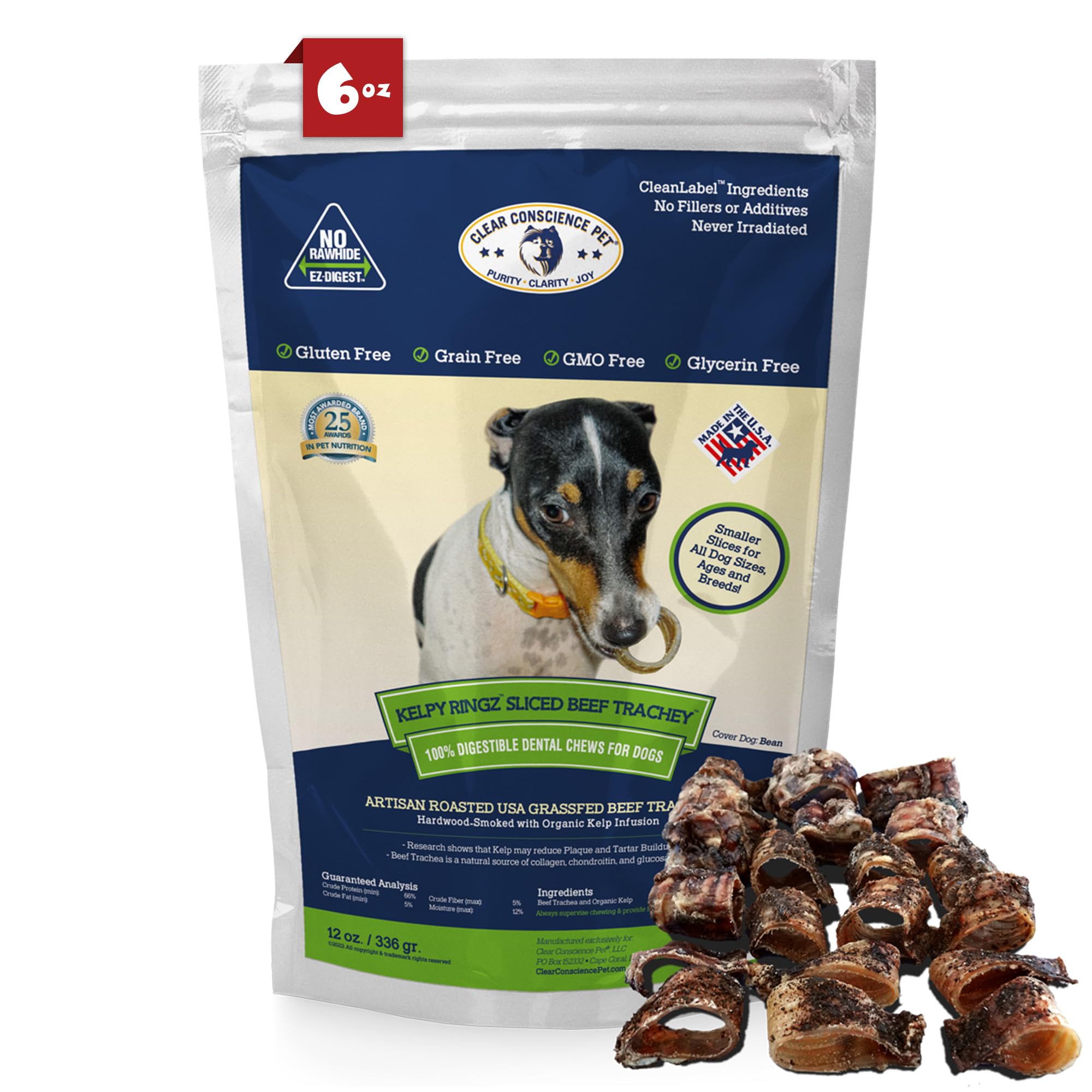 Kelpy™ Ringz™ – 1-Inch USA Beef Trachea Rings with Organic Kelp for Small to Medium Dogs | Supports Dental and Mental Health | Natural, Highly