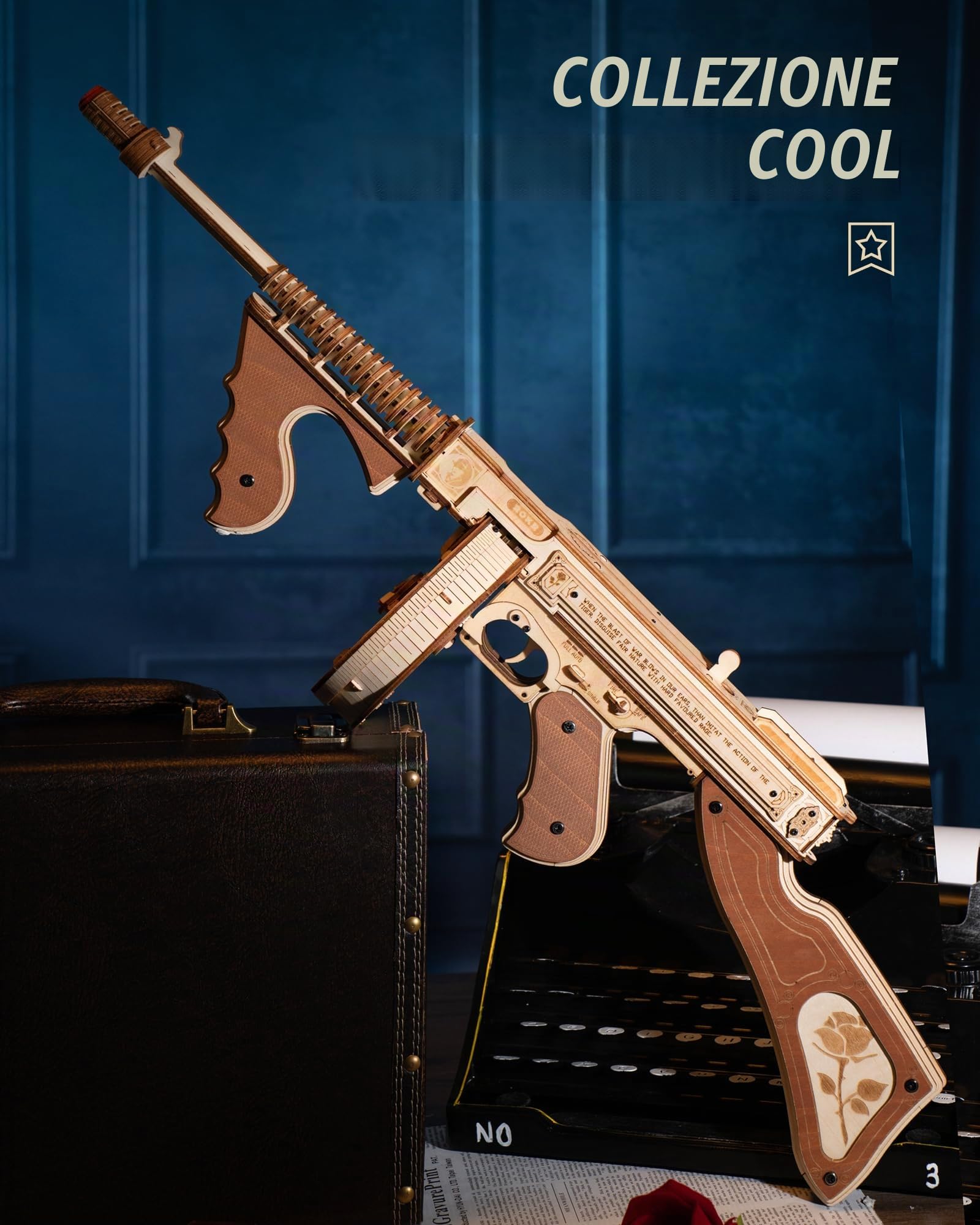 ROKR Tommy Thompson Puzzle 3D in Legno Kit di Modellismo per Adulti Idea Regalo per Uomini (LQB01)