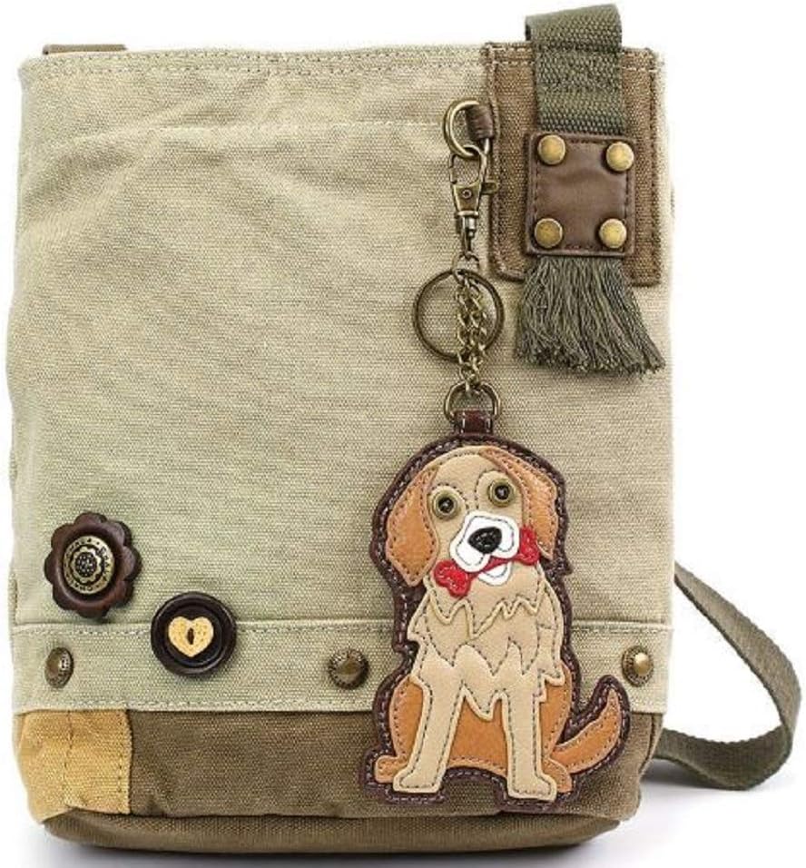 Chala Womens' Canvas Patch Crossbody Handbag"Golden Retriever" - Sand…