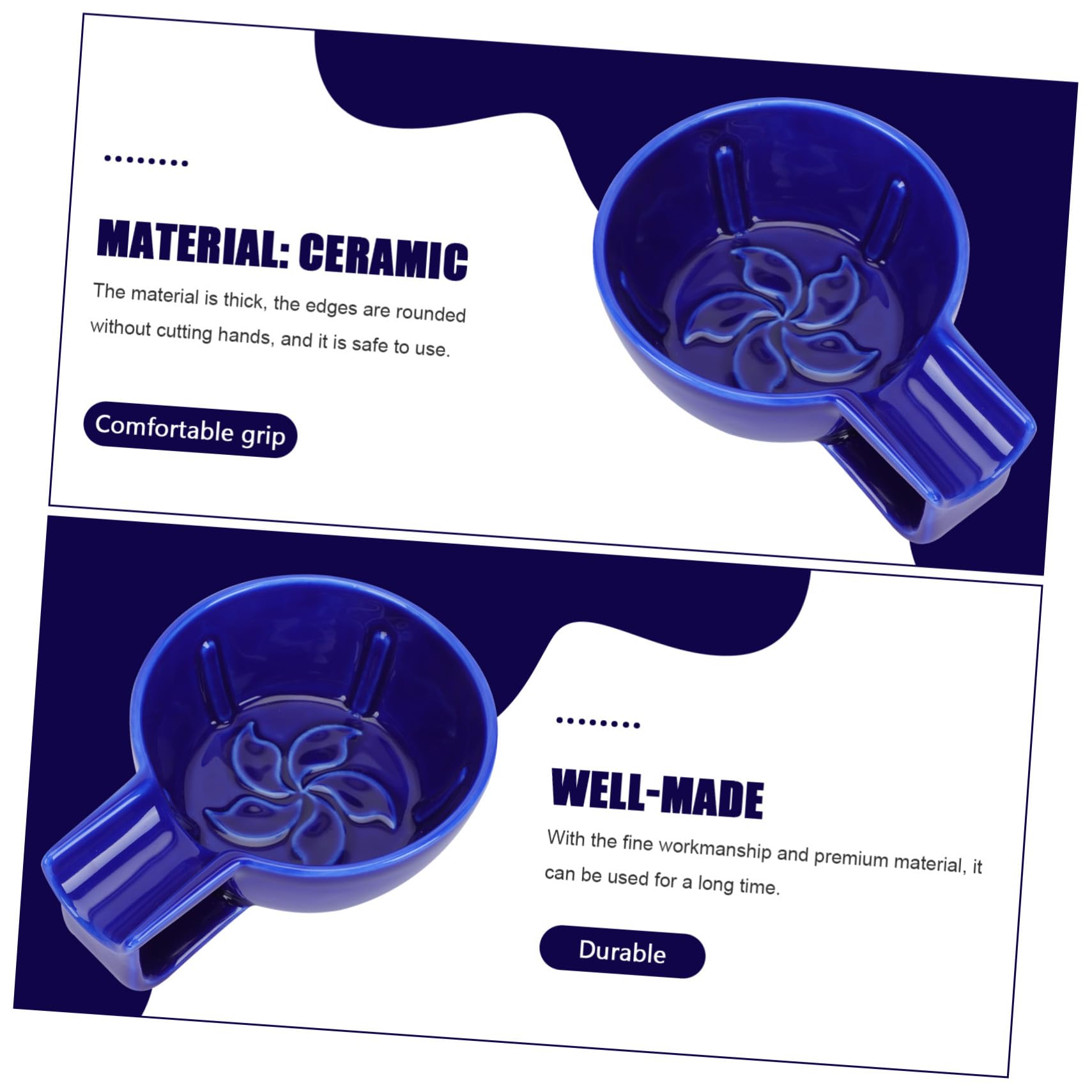 Veemoon Ciotola da Barba per Schiuma da Barba e Rasatura Grande Capacità in Ceramica Blu Design Semplice per Uomo per Uso Personale a Casa