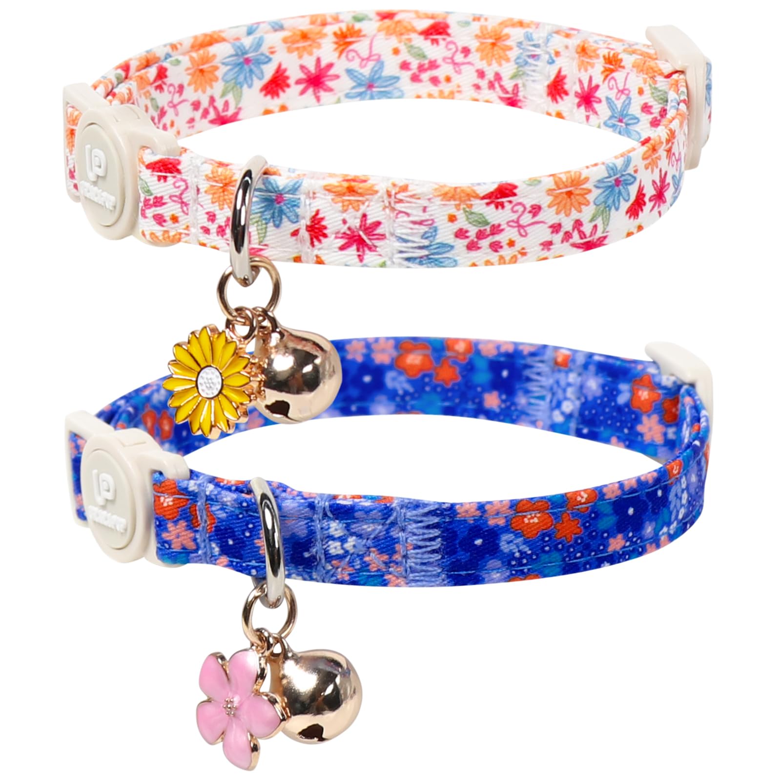 Collier pour chat avec clochette et pendentif fleur ajustable de 17 à 30 cm