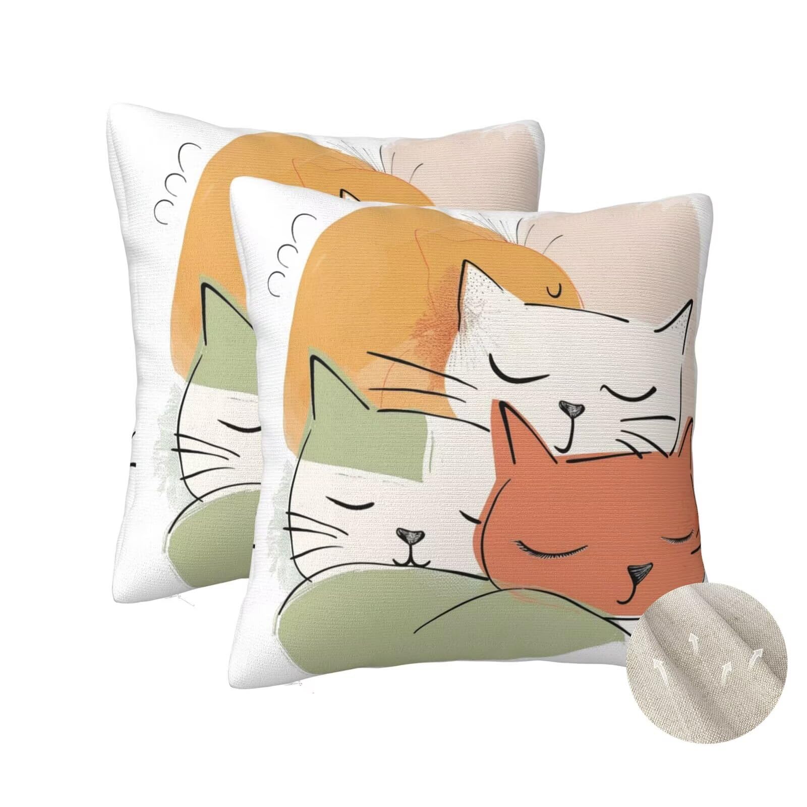 Coussin canape 70x70 lot de 2 housses anti-ennui visuel motif chat mignon